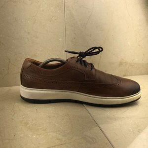 J & M Mens Elliston Embosssed Cognac 25-3096 Brown Wingtip Oxford Shoes Size 9 M